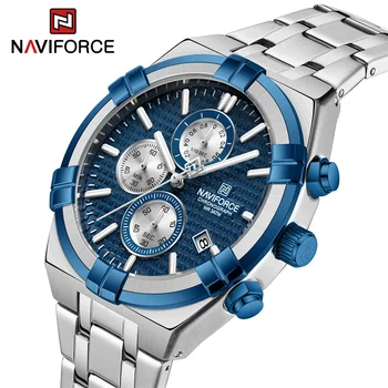 NAVIFORCE Нови мъжки модни часовници Топ марка луксозна неръждаема стомана каишка хронограф кварцови ръчни часовници Relogio Masculino 2023 1