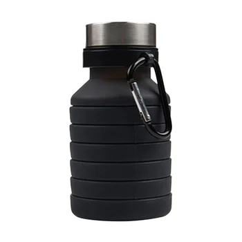 550ML Сгъваема чаша за спортно пътуване Сгъваема сгъваема телескопична силиконова бутилка за вода Външни чаши за вода, черни 1