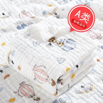 Шестслойно бебешко одеяло с висока плътност, чиста памучна детска кърпа за баня, абсорбиращо одеяло от бебешка марля, кърпа за опаковане на новородени 1