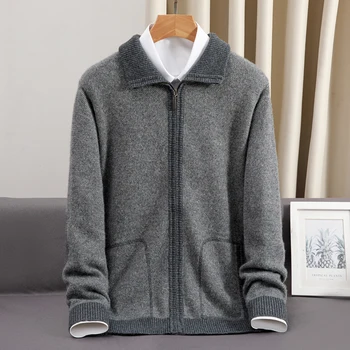 Ново пристигане мода есен и зима кашмир пуловер мъжки удебелени трикотажни цип жилетка палто размер SMLXL2XL3XL4XL5XL6XL