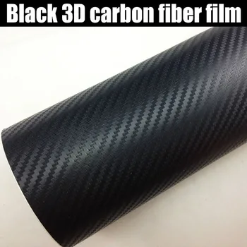 152x10/20/30/50cm черен 3D въглеродни влакна винил кола обвивка лист ролка кола стикери и стикери 1