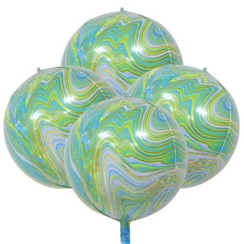4pcs Зелени и златни мраморни балони 22 инча 360 градуса 4D фолио балони годишнина рожден ден бебе душ декорации