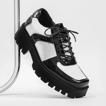 Модни мъжки маратонки платформа буци токчета марка дизайн дебело дъно готически спортни ежедневни обувки за мъже комфорт дишаща повишаване 1