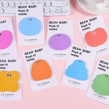 30 бр. Kawaii Bean Shape Self Sticky Notes Creative Colorful Animal Sticky Memo Note For Students Home School Office Supplies 1
