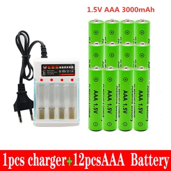 100% Нова AAA батерия 3000 mAh акумулаторна батерия AAA 1.5 V 3000 mAh Акумулаторна New Alcalinas drummey + зарядно устройство 1