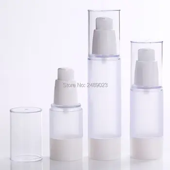 10pcs / партида матирано 15ml 30ml 50ml бутилки за тяло безвъздушна вакуумна помпа празна за пълнене контейнер лосион серум козметична течност 1