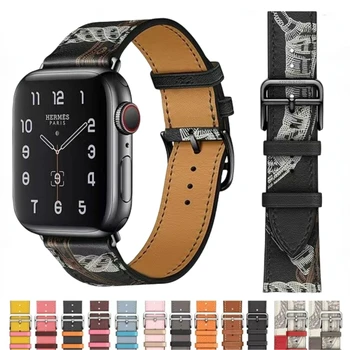 100% естествена кожена каишка за Apple Watch Band 45mm 41mm 44mm 40mm 42mm 38mm 49mm Издръжлив маншет iWatch Ultra 8 7 6 5 4 3 SE 1