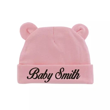 Персонализирана шапка за новородено бебе Висококачествена памучна унисекс бебешка шапка Име по избор Бебешки душ Подаръци за кръщение Бебешки шапки 1