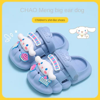 Sanrio Kuromi Летни детски сабо Неплъзгащи се дишащи Baotou Big-eared Dog Boys and Girls Вътрешни сандали за къпане 1