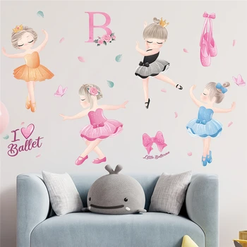 Обичам балетни танци момичета стена стикер за детска стая спалня декорация карикатура стенопис изкуство направи си сам дома Decals Pvc плакат 1