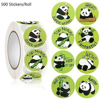 500 бр. 1инч/2,5 см сладък животински панда стикери ролка за плик похвала награда студент работа етикет канцеларски печат Lable 1