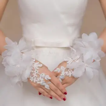 2023 Гореща продажба Висококачествен бял кратък абзац Елегантен кристал булчински сватбени ръкавици Сватбени аксесоари 1