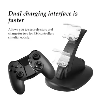 HOT Dual USB зареждане гнездо комплект зарядно зарядно док стойка люлка за PS4 конзола контролер Play станция игра подложка с USB кабел 1
