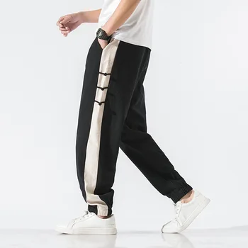 DUYIT Летен нов цвят съвпадение ключалката китайски стил ластик младежка мъжки голям размер ретро ежедневни панталони 1