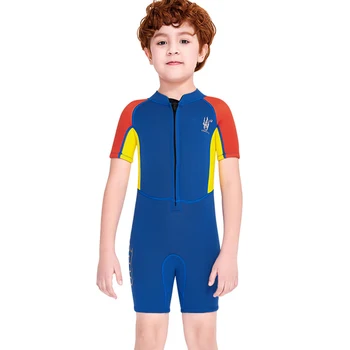 Детски мокър костюм с къс ръкав 2.5mm неопрен поддържа топъл бански за плуване 1