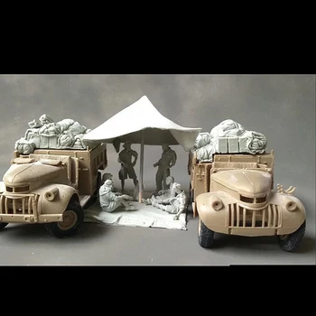 1:35 Die-Cast смола фигура пъзел комплект фигури Танкови войници (6) (Включва стекове) Небоядисани (без автомобили) 1