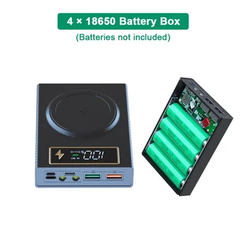 4 * 18650 Безжично зареждане Power Bank случай батерия кутия за съхранение бързо зареждане Dual USB тип C зареждане DIY батерия черупка за мобилен телефон 1