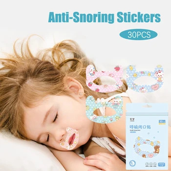 30Pcs / кутия против хъркане стикери за деца сън затворена уста стикери дишане корекция кръпка млъкнете кръпка ортеза лента 1