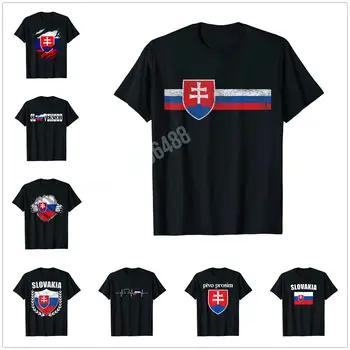 Още дизайн Словакия Национален герб Crest тениска за мъже жени T риза върховете памук тениски 1