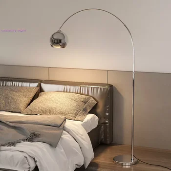 LED риболовна подова лампа Скандинавска риболовна лампа до дивана в хола хром/злато/черен дизайнер луксозна творческа подова лампа 1