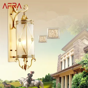 AFRA Nordic открит месинг стена светлина LED мед Sconce лампа творчески дизайн декор за дома двор коридор пътека 1