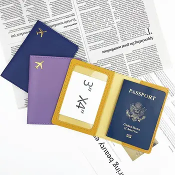 Любовник двойка паспорт покритие горещо щамповане прост самолет жени мъже пътуване сватба паспорт притежател покритие мода сватбен подарък 1