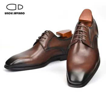Чичо Савиано Елегент Дерби рокля Мъжки обувки Бизнес Официална сватба Най-добър мъж Офис за обувки Ръчно изработени кожени дизайнерски обувки за мъже 1