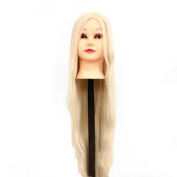 Манекен кукла главата за прически 80% реална коса професионална стайлинг главата гореща къдрене желязо изправи обучение салон фризьорски салон 1