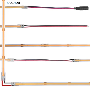 5PCS комплект 24V конектор за LED лента 6MM 2 пинов IP20 COB / SMD висока плътност DC мощност автомобилни конектори Интелигентна електрическа връзка 1