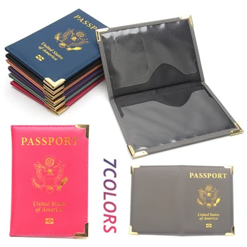 Притежател на паспорт за пътуване Карта ID Cover Мъже Жени самолет изображение паспорт портфейл случай за бизнес пътуване паспорт клип 1