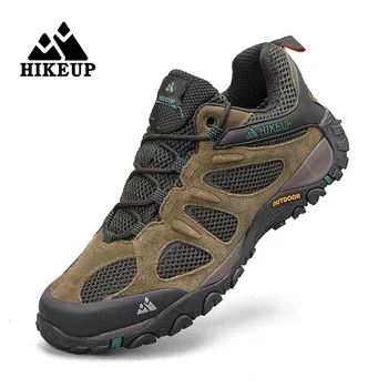 HIKEUP Нови нехлъзгащи се устойчиви на износване мъжки обувки за туризъм на открито Дишаща Splashproof катерене мъже маратонка лов планински обувки 1