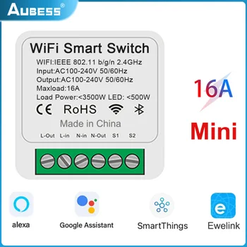 AUBESS Wifi Smart Switch Relay 2-way Control Timer 16A Mini Switch For Smart Home Ewelink APP Control Работа за Alexa Google Home 1