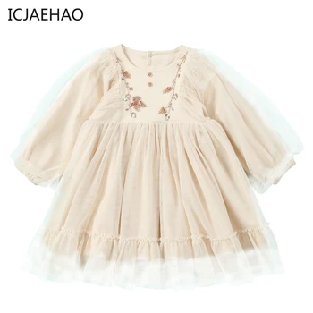 Принцеса есенна рокля с пайети за бебета момичета Детски кръщелни мрежести рокли Детско момиче Случайни свободни външни дрехи едно парче 1