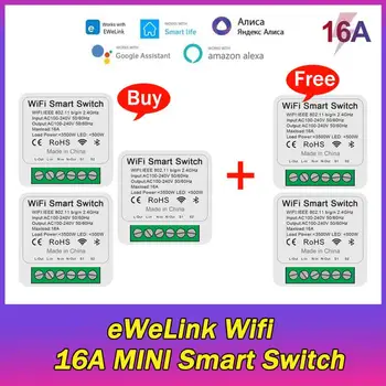 EWeLink Wifi 16A MINI Smart Switch DIY 2-way Control Timer Modules APP Wireless Remote Control Timer Работа с Alexa Google Home 1