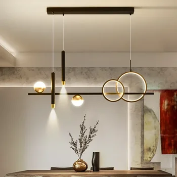 Модерни минималистични светодиодни висящи светлини с точкови лампи за кухненска маса трапезария офис полилеи осветление лъскаво осветително тяло 1
