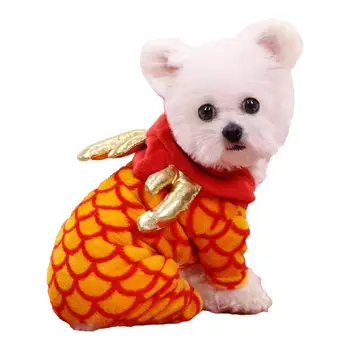 2024 Нова година куче дрехи Годината на дракона Облекло за домашни любимци Cosplay куче Зимни качулки палто Пролетен фестивал рокля Аксесоари за домашни любимци 1