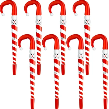 8 парчета бонбони тръстика форма писалки Коледа снежен човек химикалки химикалки за коледни подаръци за момчета момичета деца офис консумативи 1