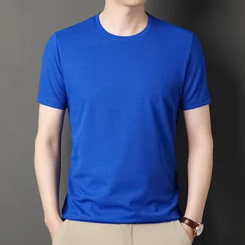 A1950 БРОУОН 2023 Нов корейски стил летни мъже тениска вафла плат без желязо T риза мъже къс ръкав O-образно деколте случайни работа 1
