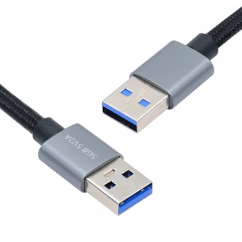  Zihan USB 3.0 Type-A мъжки към USB3.0 A мъжки / женски кабел Silver 5Gbps за диск SSD камера данни 30cm 1