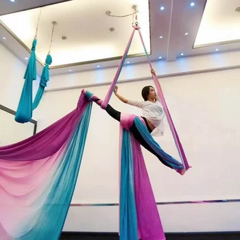 12 метра Въздушна коприна оборудване Средно разтеглива въздушна копринена тъкан за акробатичен танц Въздушна йога Въздушна йога хамак 2