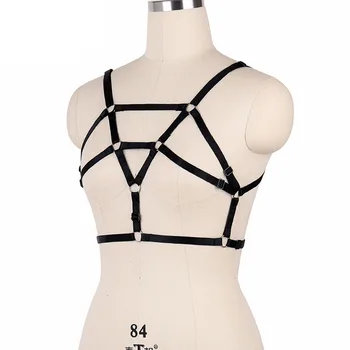 Дамски секси клетка сутиен 90-те фетиш носят робството сбруя бельо екзотични косплей костюм готически отворени гърдите колан сутиен върховете O0159 2