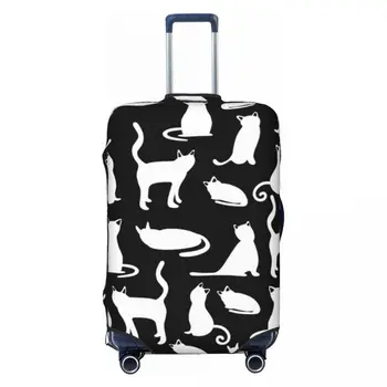 черно бяла котка модел куфар покритие коте семейство игриви котки strectch бизнес защита багаж аксесоари полет 2