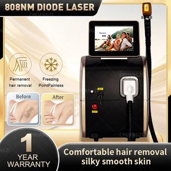 Portable 808 3wave Diod Laser Постоянно премахване на косата Бърза депилация Безболезнено проникване на фоликули Устройство за подмладяване на кожата 2