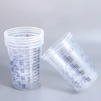 10 бр. Смесване на боя Калибрирана чаша Пластмасови чаши за смесване на боя 600Ml Смесителни съдове за точно смесване на бои и течности 2