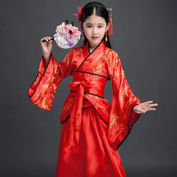 китайска копринена роба костюм момичета деца кимоно Китай традиционен реколта етнически фен студенти хор танц костюм ханфу 2