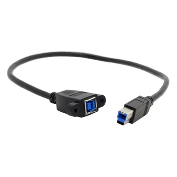 Cablecc Super Speed USB 3.0 Монтиране на задния панел B Женски към мъжки B тип удължителен кабел 0.5M 2