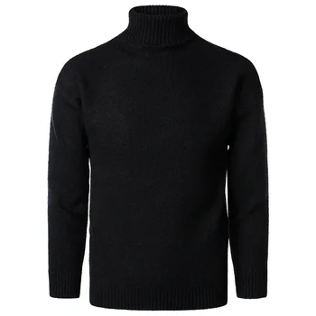 Мъжки 2023 Зима Solid Loose пуловер високо деколте мода случайни пуловер подложка 2