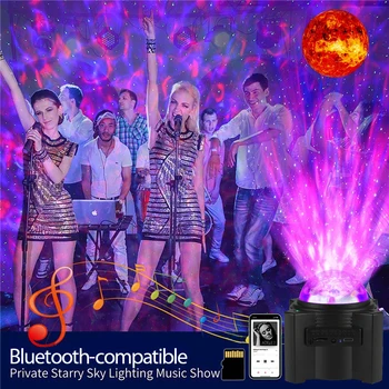 Card прожекционна лампа акумулаторна вода модел пламък светлина bluetooth-съвместим музика океан звезда светлина лазерен проектор светлина 2