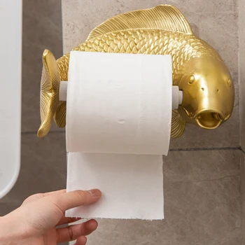 Koi статуя риба занаятчийски тоалетна хартия притежателя кърпа багажник стена висящи баня домакинство тоалетна хартия багажник безплатно щанцоване декорация 2