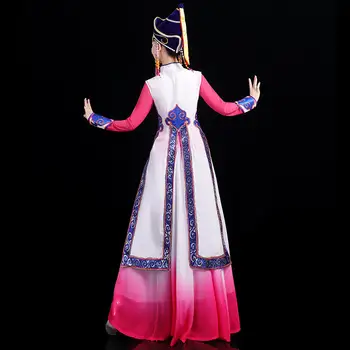 Разширено персонализирани дамски зимни международни етнически малцинства танцово изпълнение костюм, градиент цвят люлка пола 2
